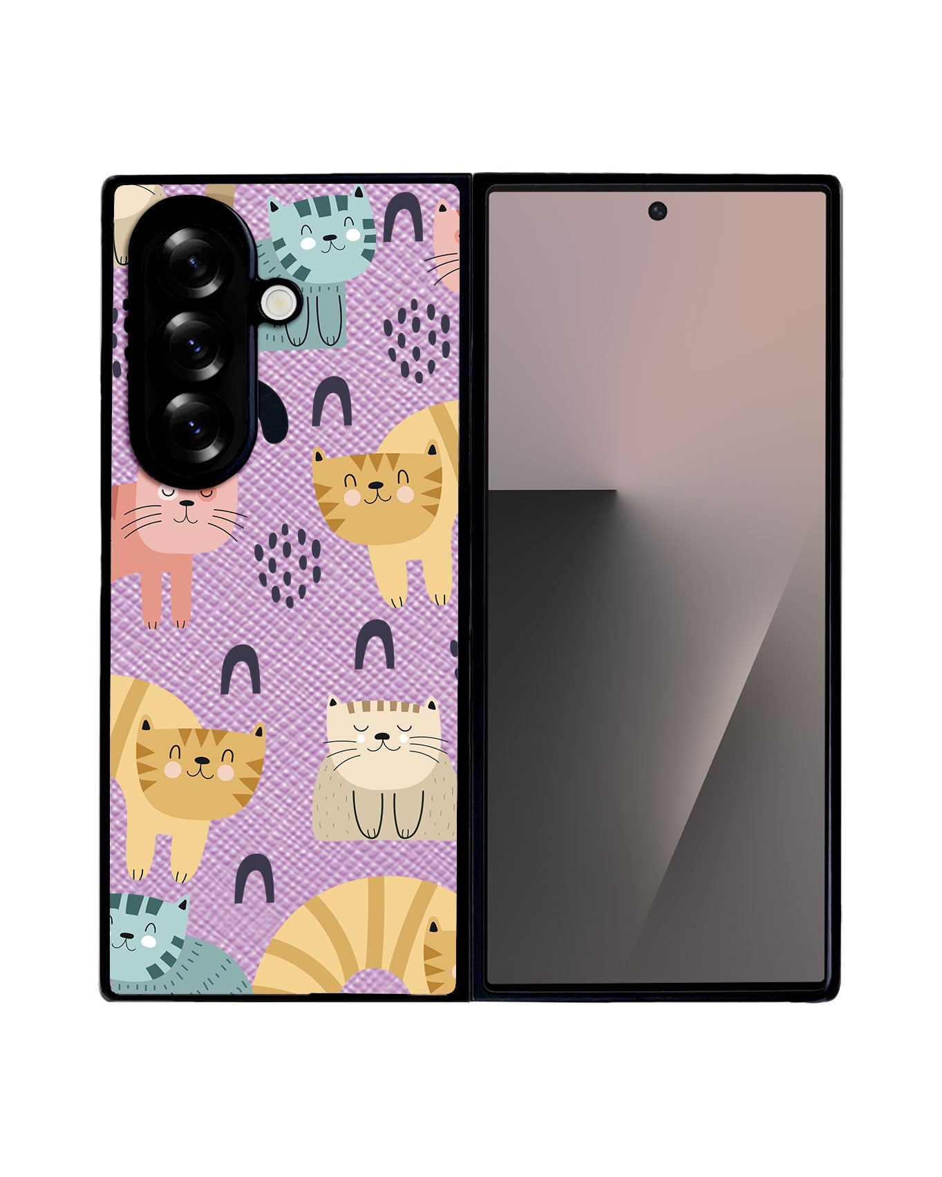 Android Flip / Fold Leather Grip - Rainbow Meow