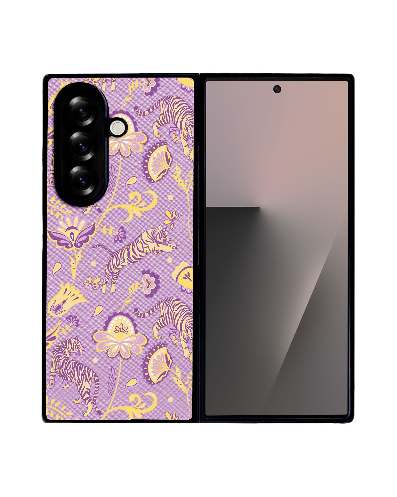 Android Flip / Fold Leather Grip - Tiger & Floral 4.0