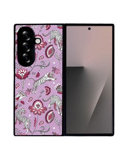 Android Flip / Fold Leather Grip - Tiger & Floral 6.0