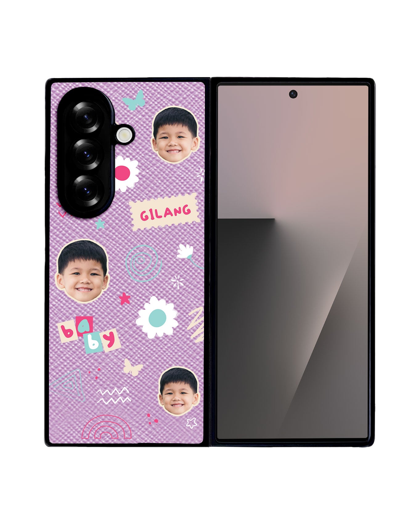 Android Flip / Fold Leather Grip - Face Grid Abstract