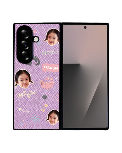 Android Flip / Fold Leather Grip - Face Grid Kitty