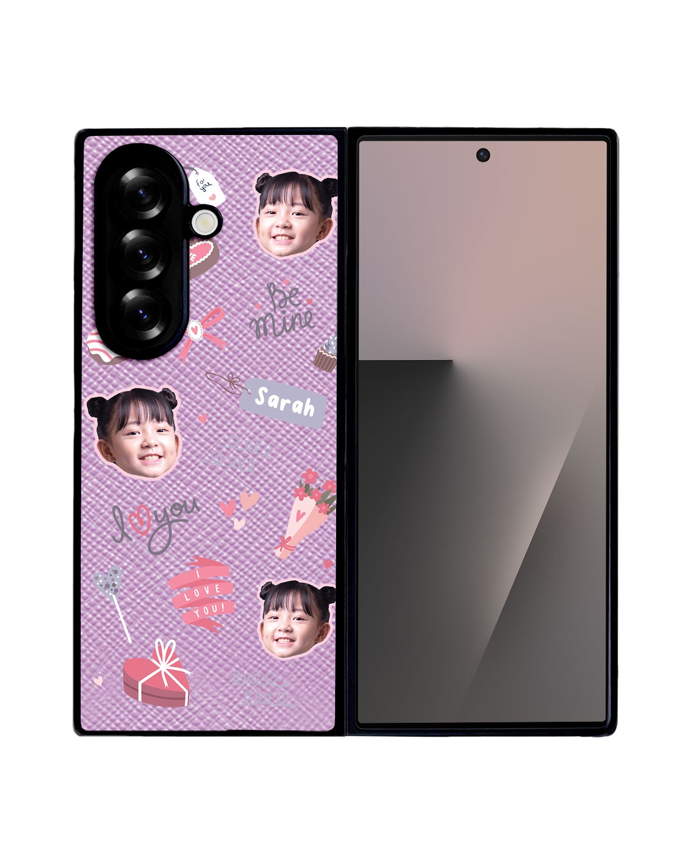 Android Flip / Fold Leather Grip - Face Grid Lovely