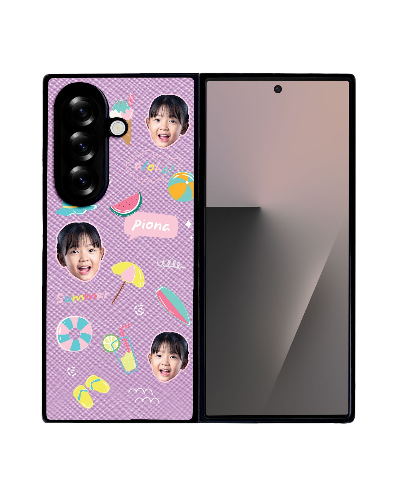 Android Flip / Fold Leather Grip - Face Grid Summer