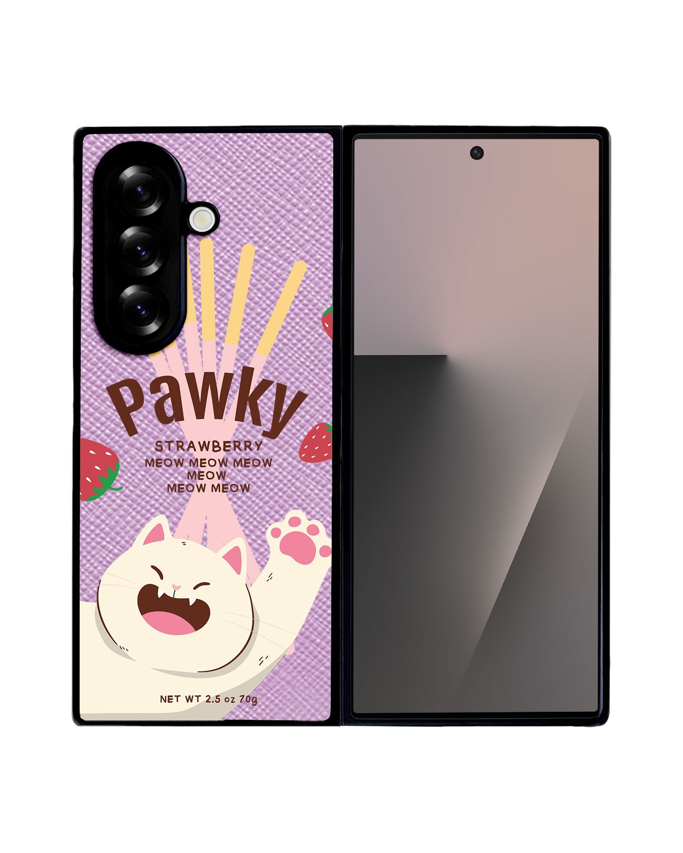 Android Flip / Fold Leather Grip - Pawky Cat