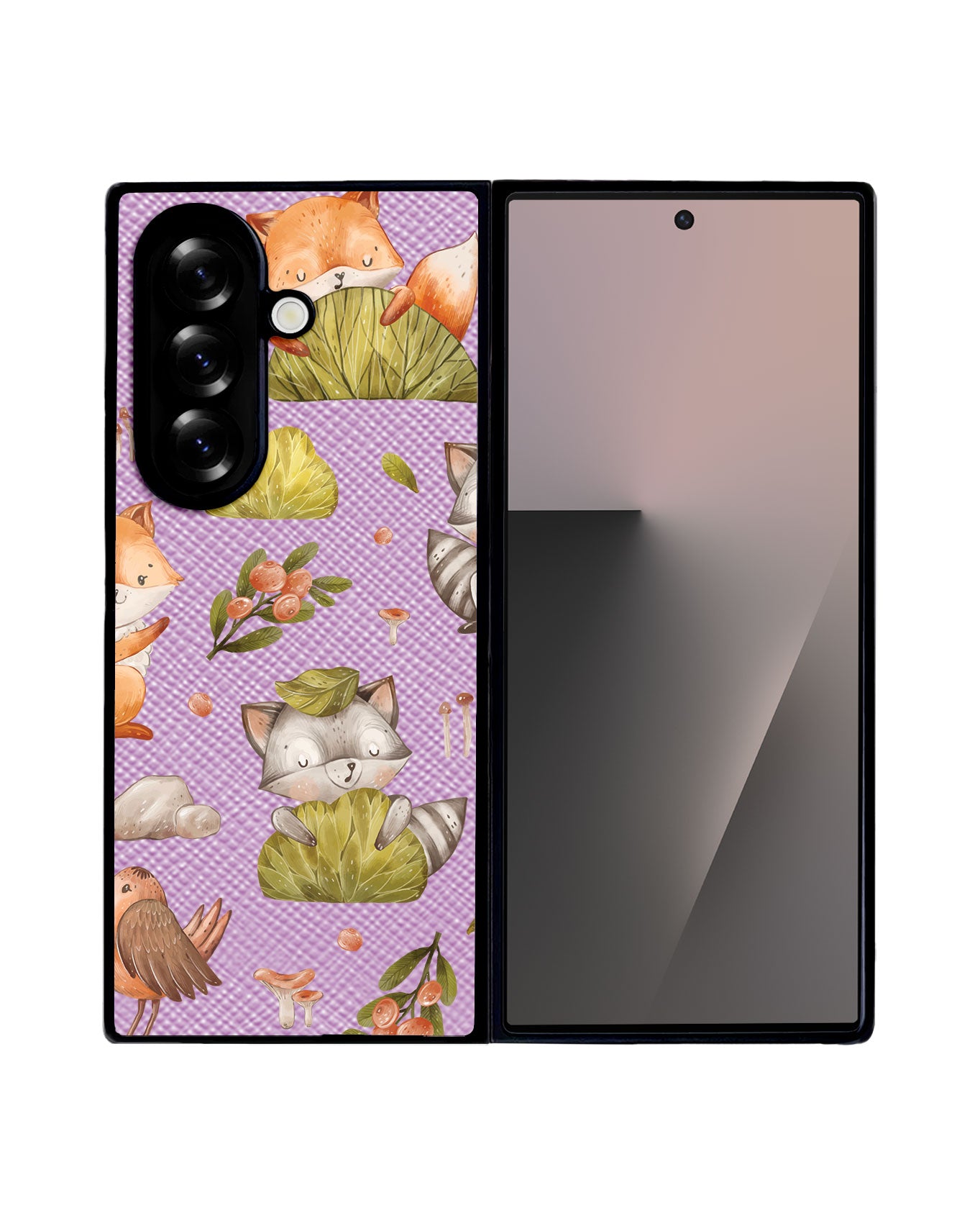 Android Flip / Fold Leather Grip - Racoon and Friends