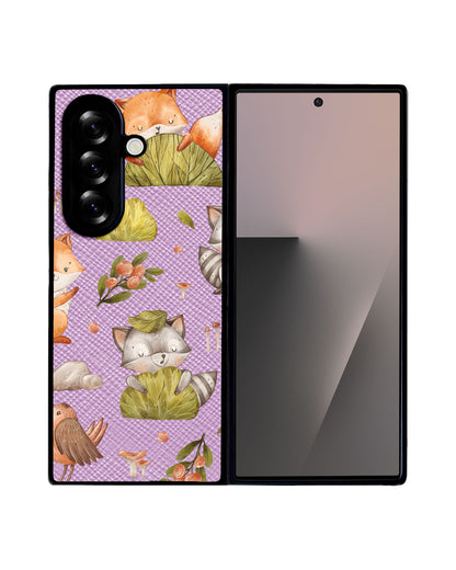 Android Flip / Fold Leather Grip - Racoon and Friends