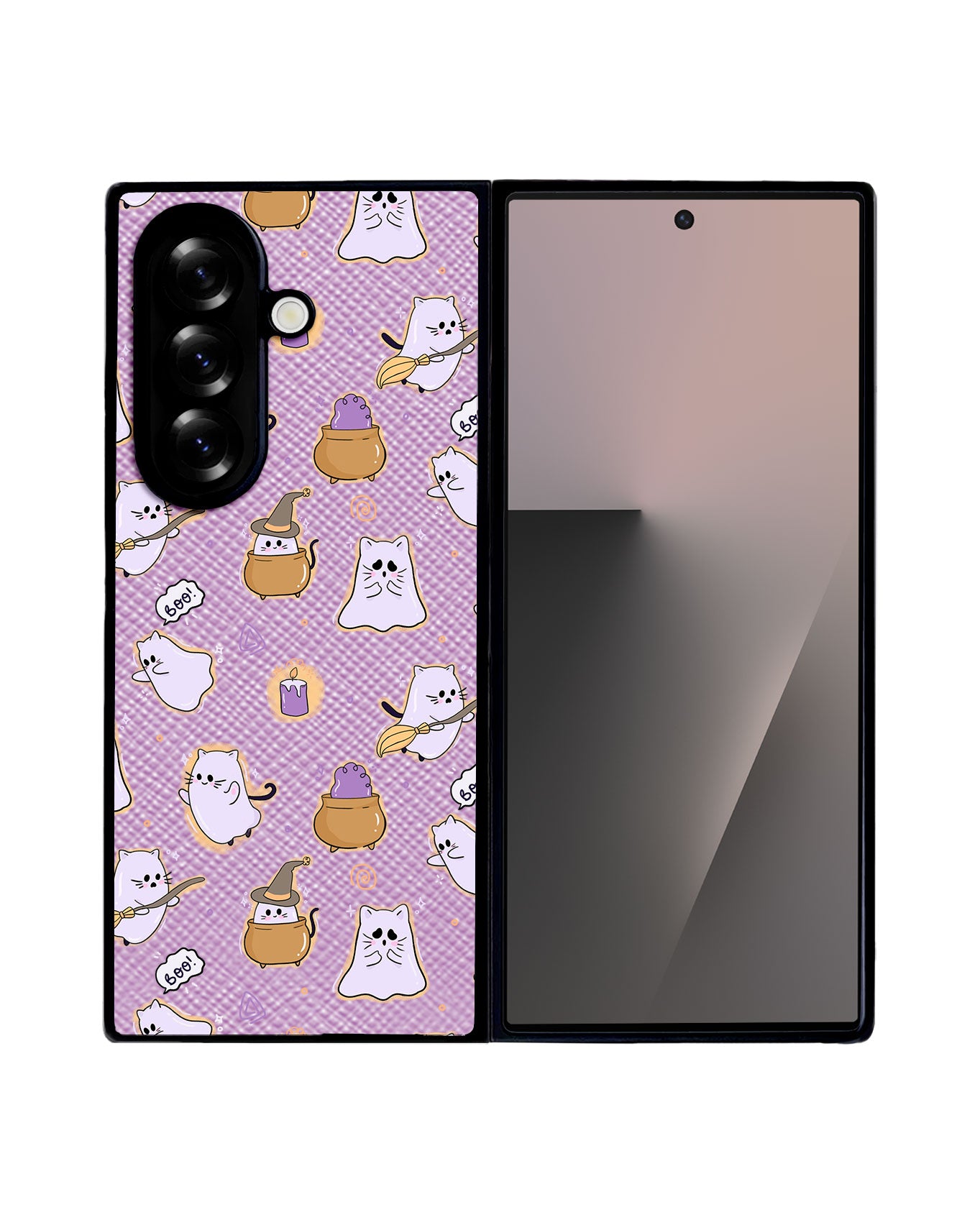 Android Flip / Fold Leather Grip - Spooky Cat