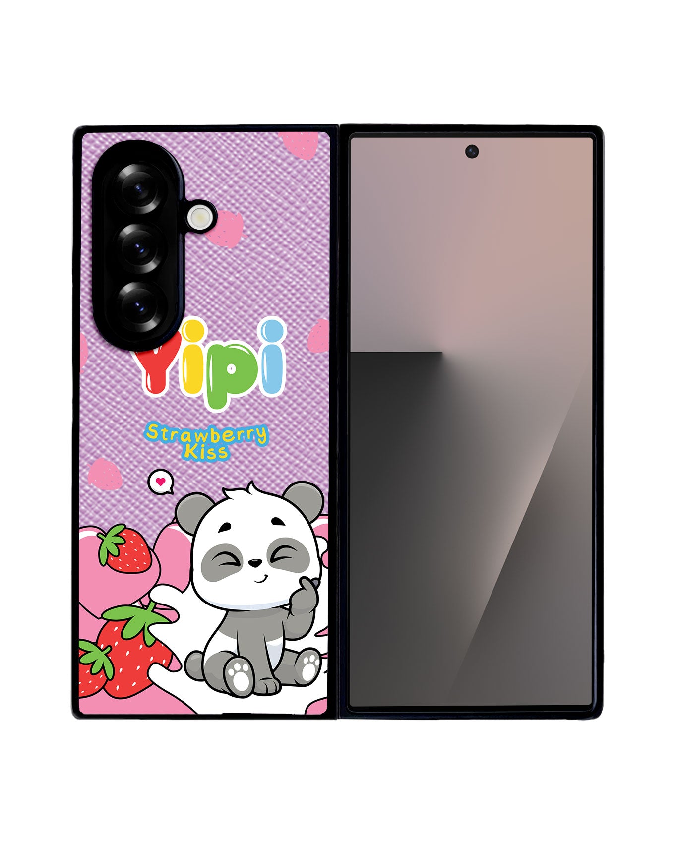 Android Flip / Fold Leather Grip - Yipi Strawberry Kiss