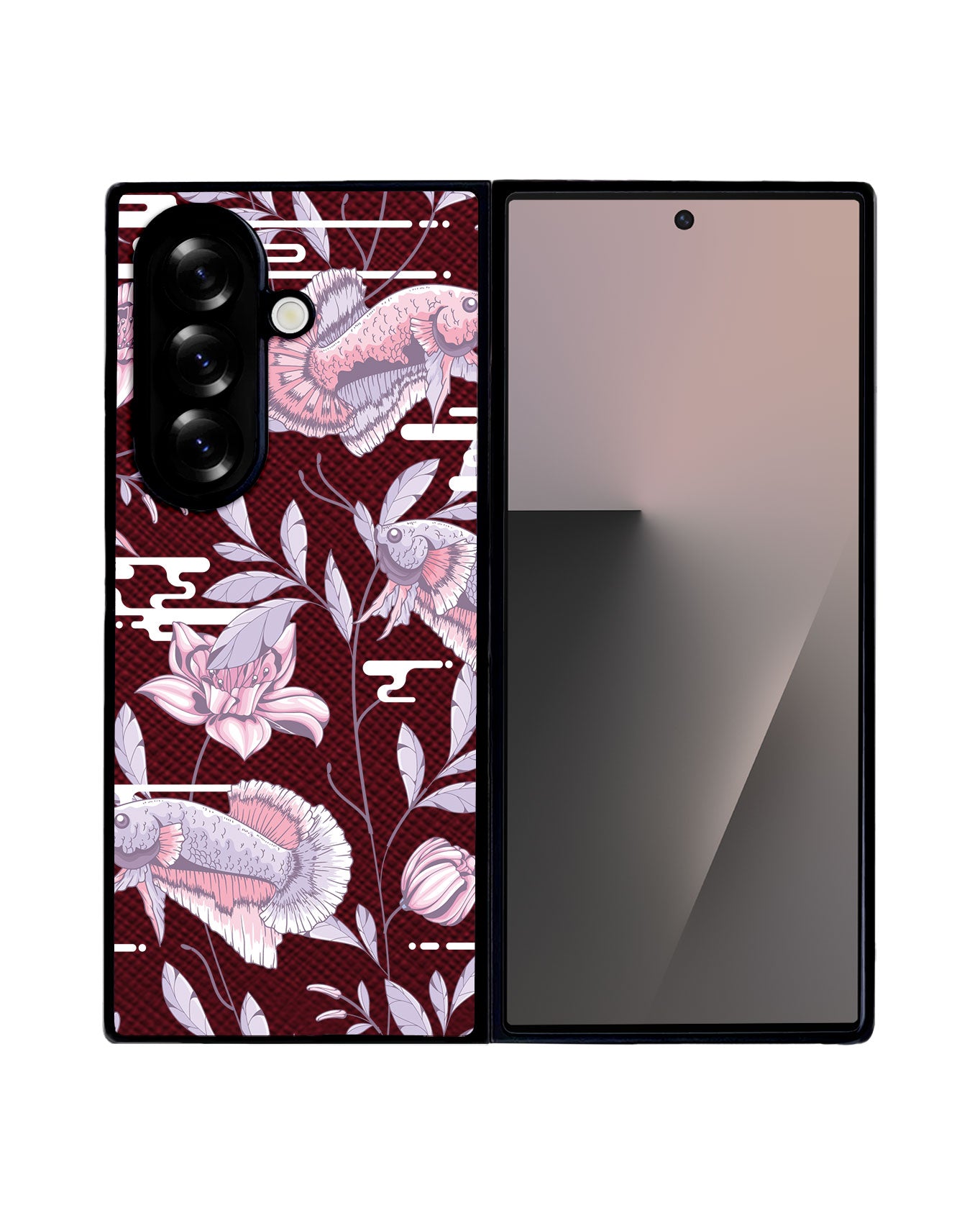 Android Flip / Fold Leather Grip - Fish & Floral 1.0