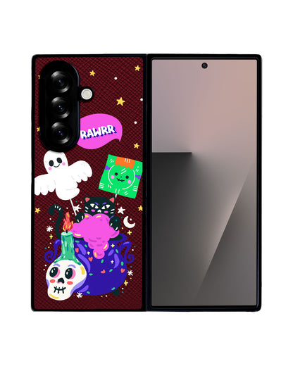 Android Flip / Fold Leather Grip - Cat Monster