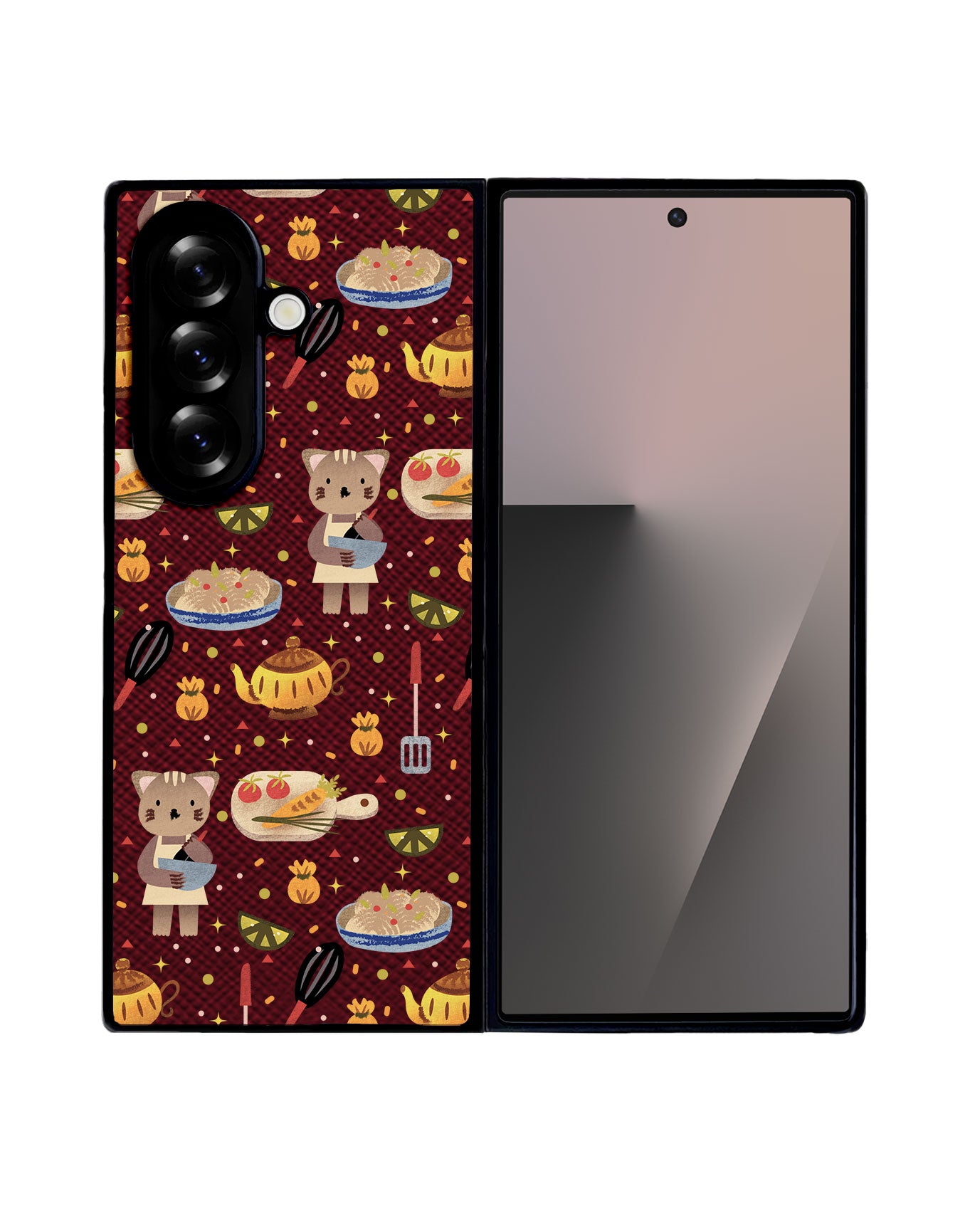 Android Flip / Fold Leather Grip - Cooking Cat