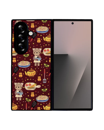 Android Flip / Fold Leather Grip - Cooking Cat