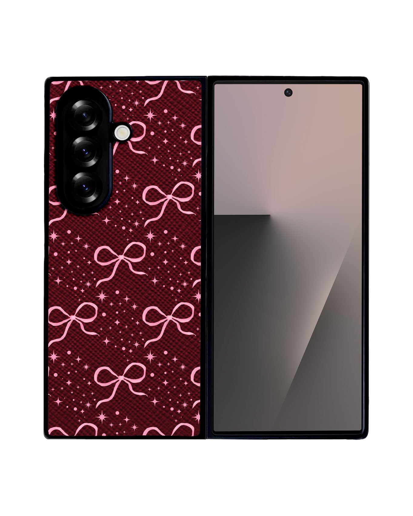 Android Flip / Fold Leather Grip - Coquette Glittery Bow