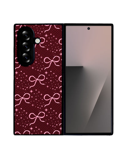 Android Flip / Fold Leather Grip - Coquette Glittery Bow