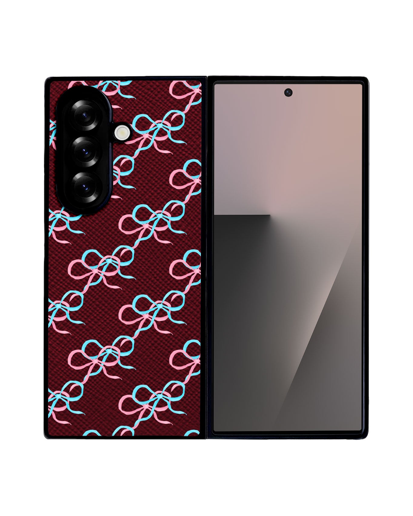 Android Flip / Fold Leather Grip - Coquette Overlap Bow