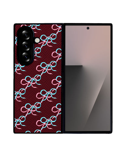 Android Flip / Fold Leather Grip - Coquette Overlap Bow