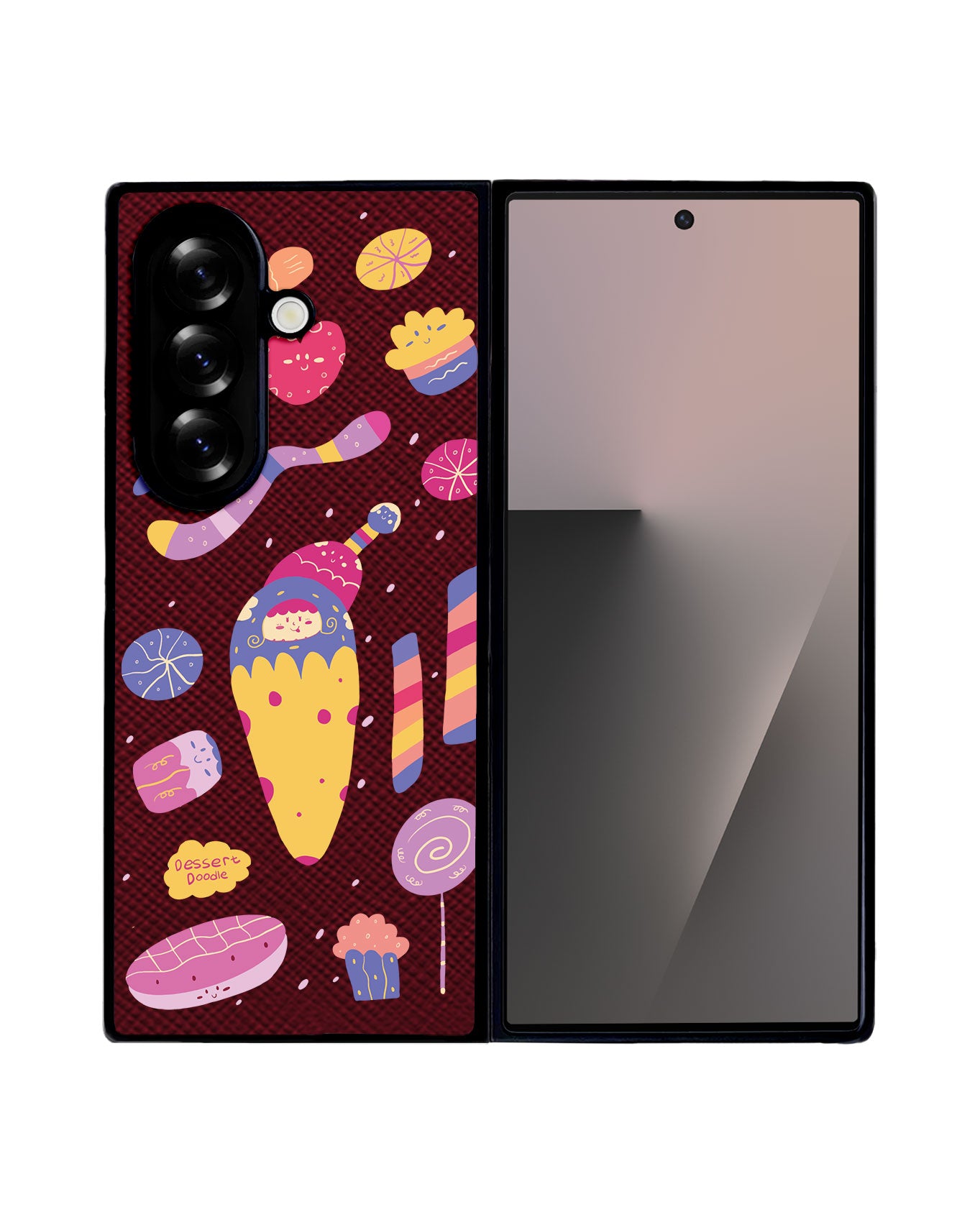 Android Flip / Fold Leather Grip - Dessert Doodle
