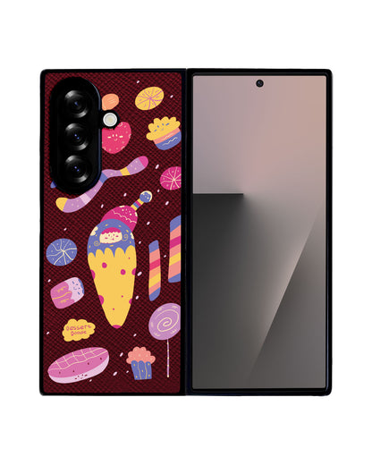 Android Flip / Fold Leather Grip - Dessert Doodle