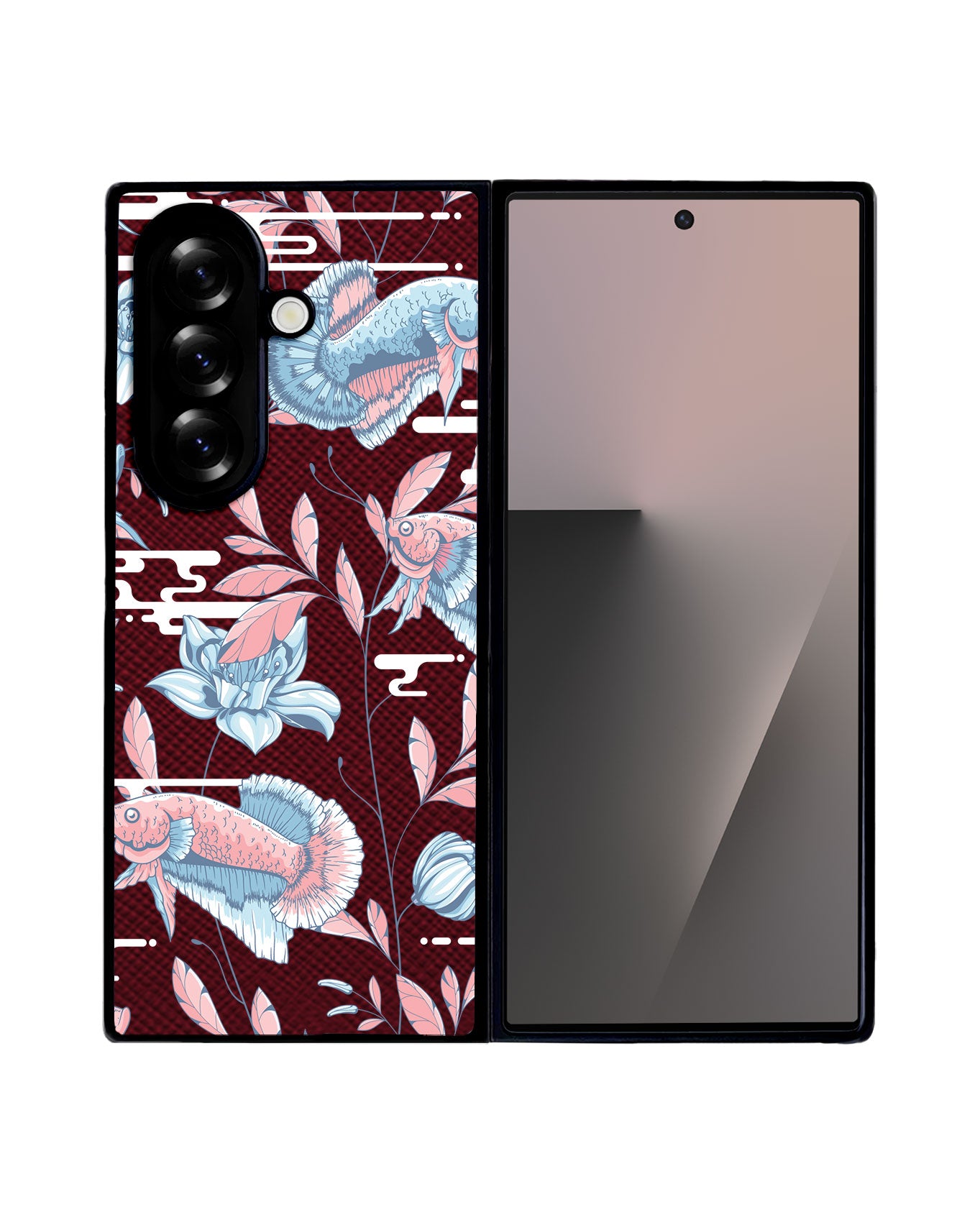 Android Flip / Fold Leather Grip - Fish & Floral 3.0