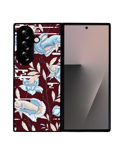 Android Flip / Fold Leather Grip - Fish & Floral 4.0