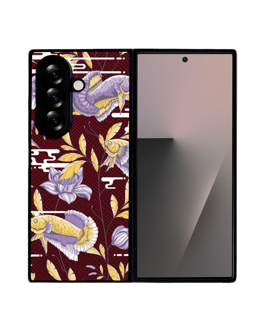 Android Flip / Fold Leather Grip - Fish & Floral 5.0