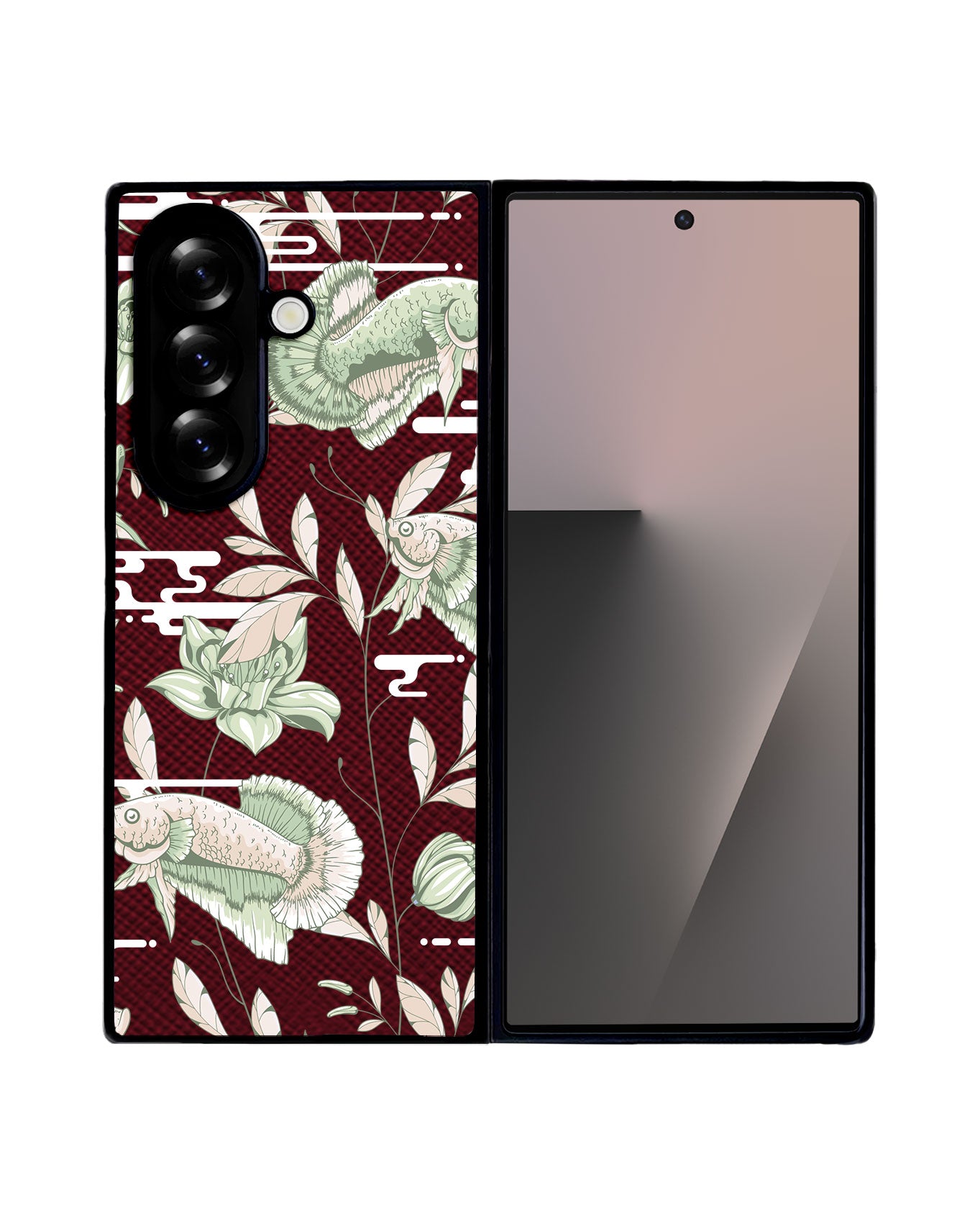 Android Flip / Fold Leather Grip - Fish & Floral 6.0