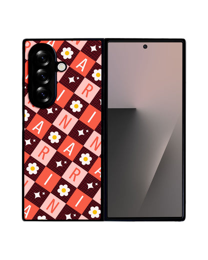 Android Flip / Fold Leather Grip - Flower Grid Monogram 2.0