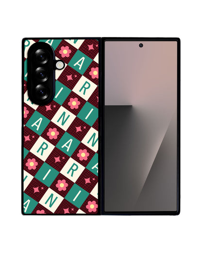 Android Flip / Fold Leather Grip - Flower Grid Monogram 4.0