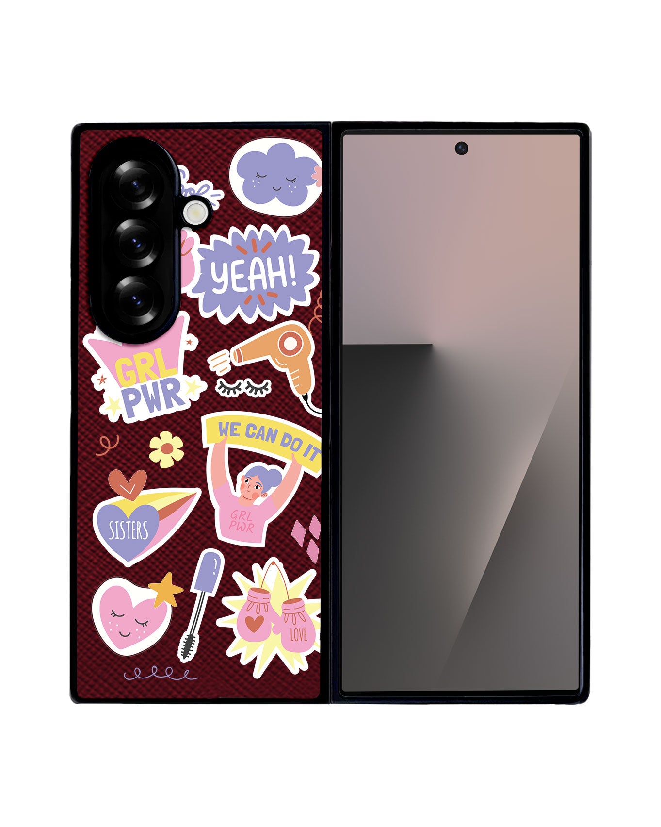 Android Flip / Fold Leather Grip - Girl Power Sticker Pack