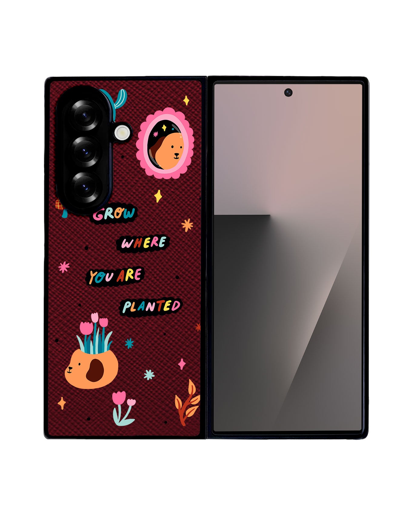 Android Flip / Fold Leather Grip - Grow Where You are Planted