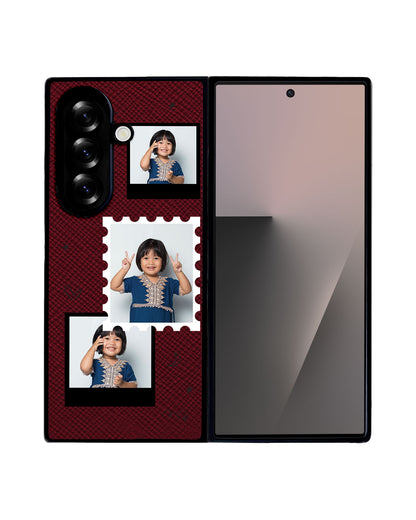 Android Flip / Fold Leather Grip - Face Grid Black Polaroid