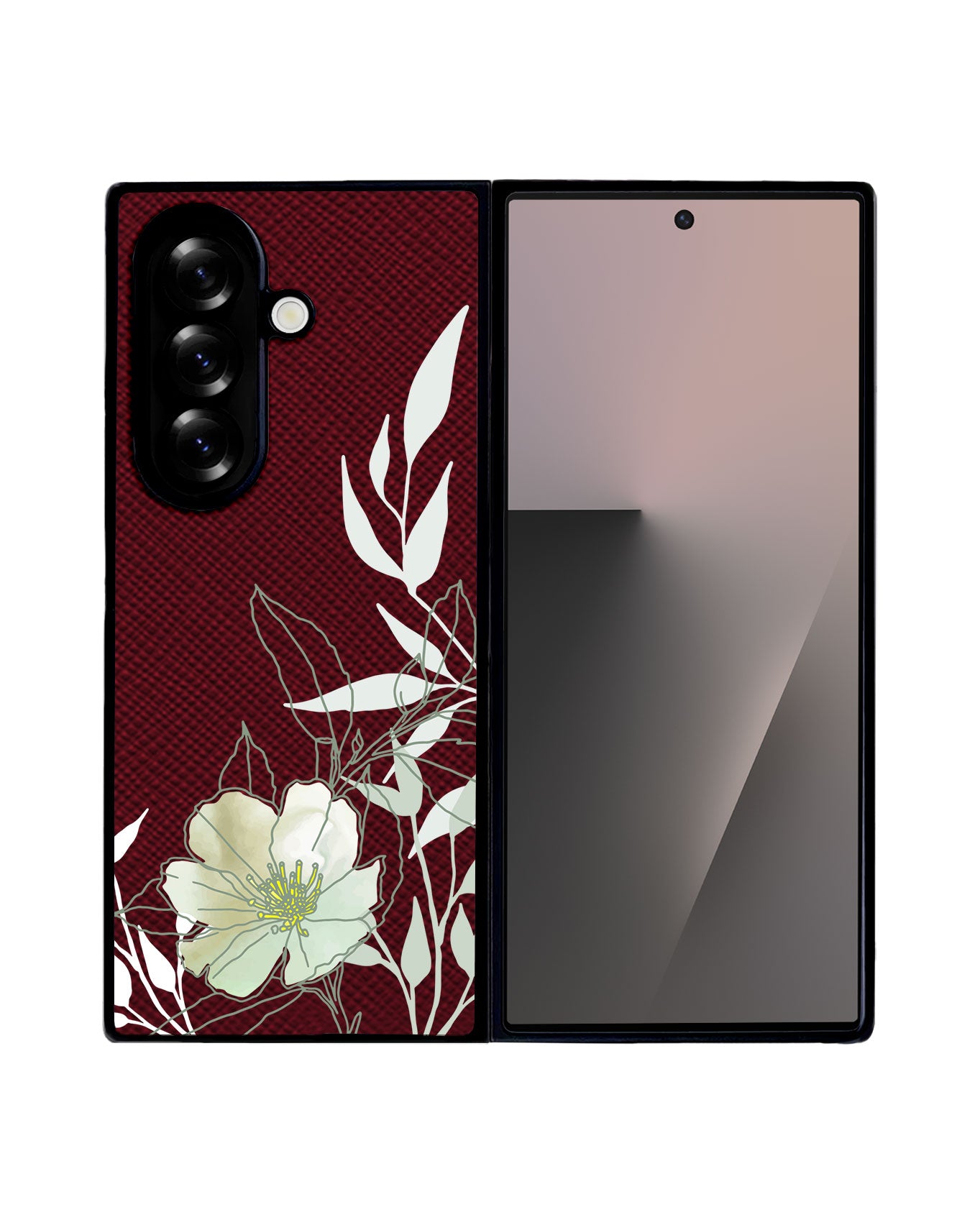 Android Flip / Fold Leather Grip - Greentmint Lily