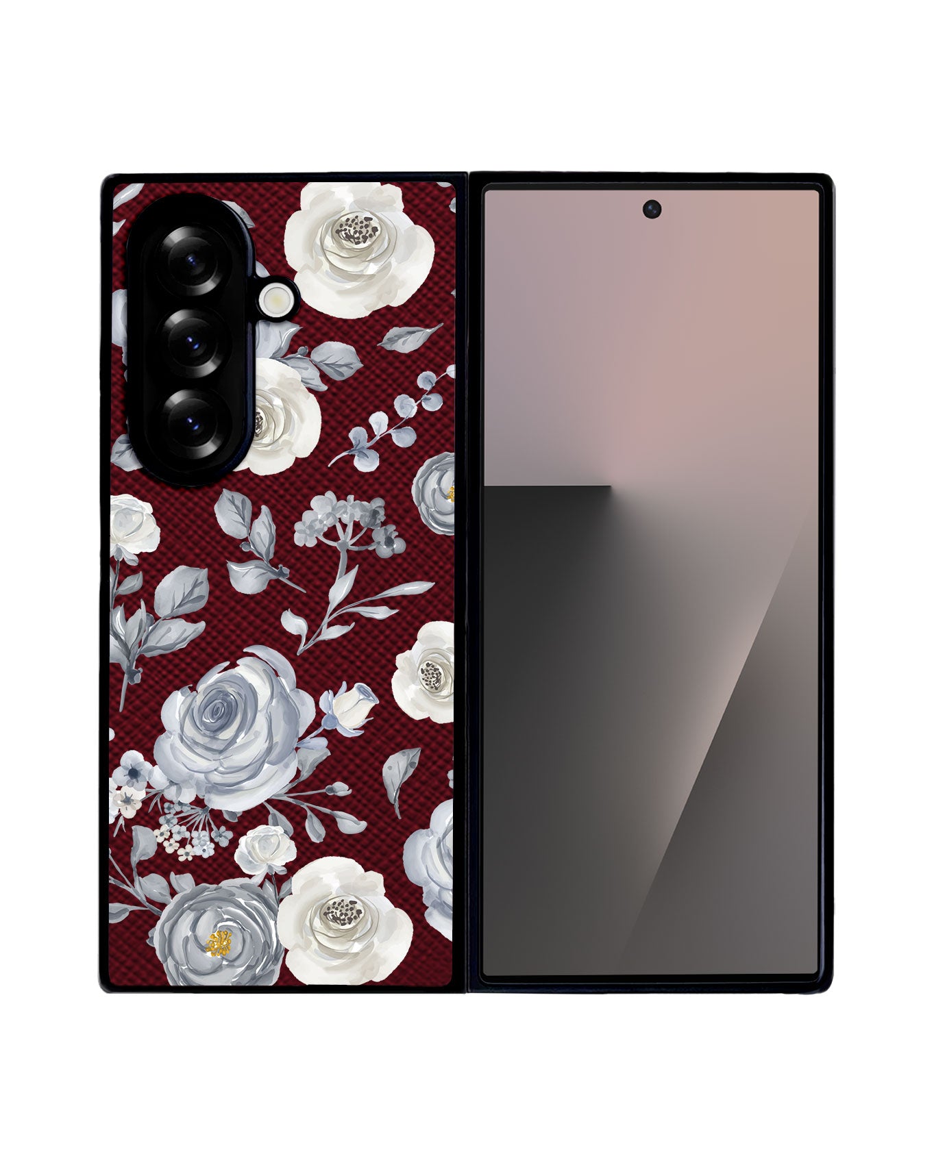 Android Flip / Fold Leather Grip - Blue Flower