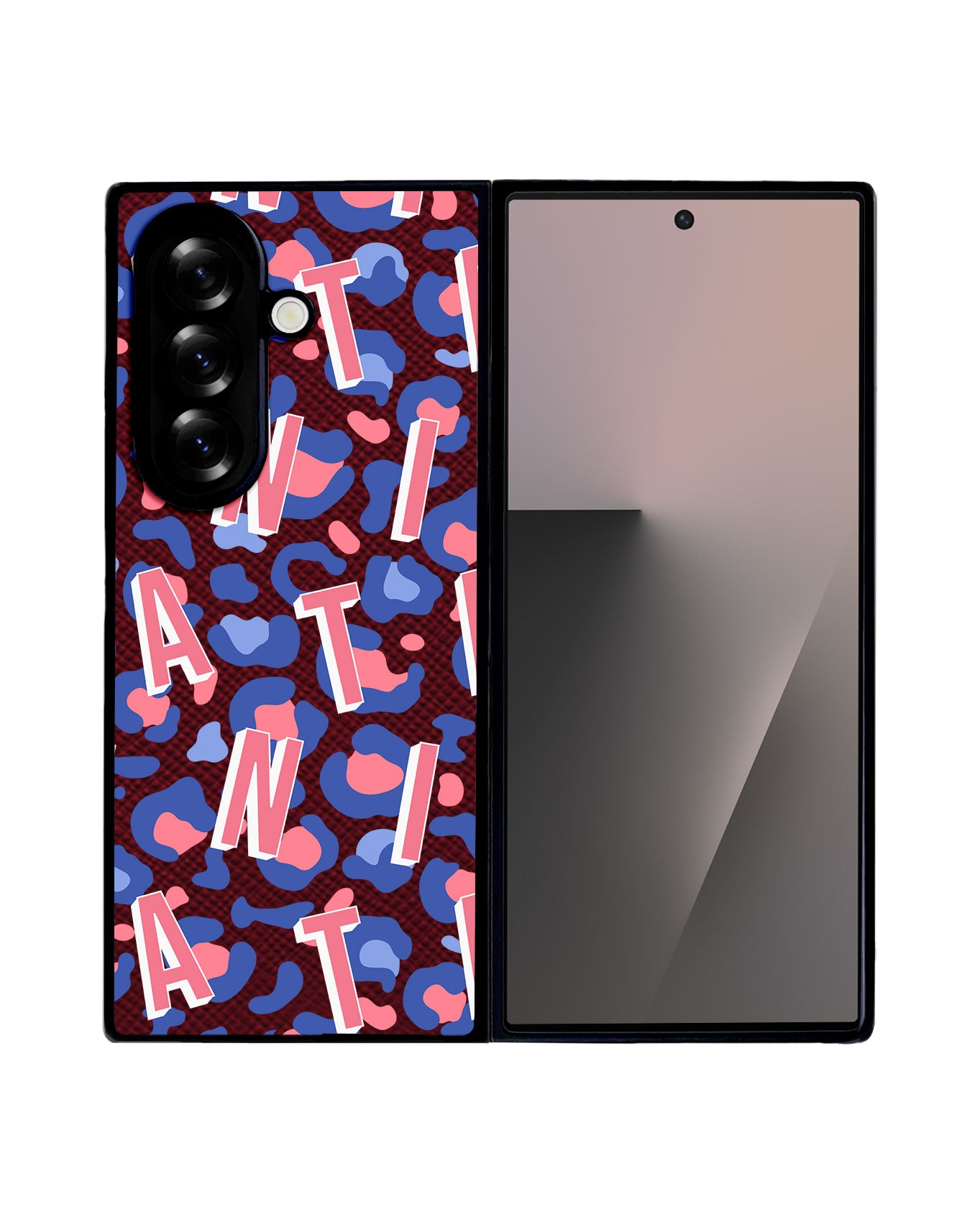Android Flip / Fold Leather Grip - CUSTOM MONOGRAM 3.0 Leopard Monogram 1.0