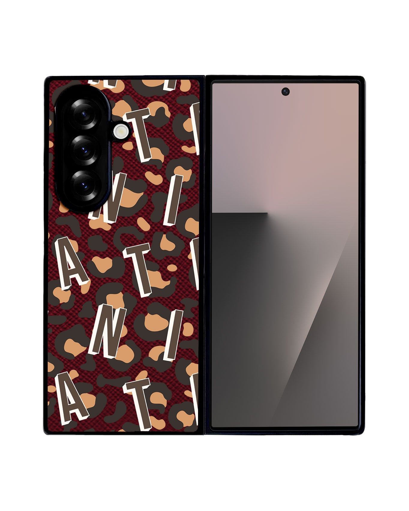 Android Flip / Fold Leather Grip - CUSTOM MONOGRAM 3.0 Leopard Monogram 2.0