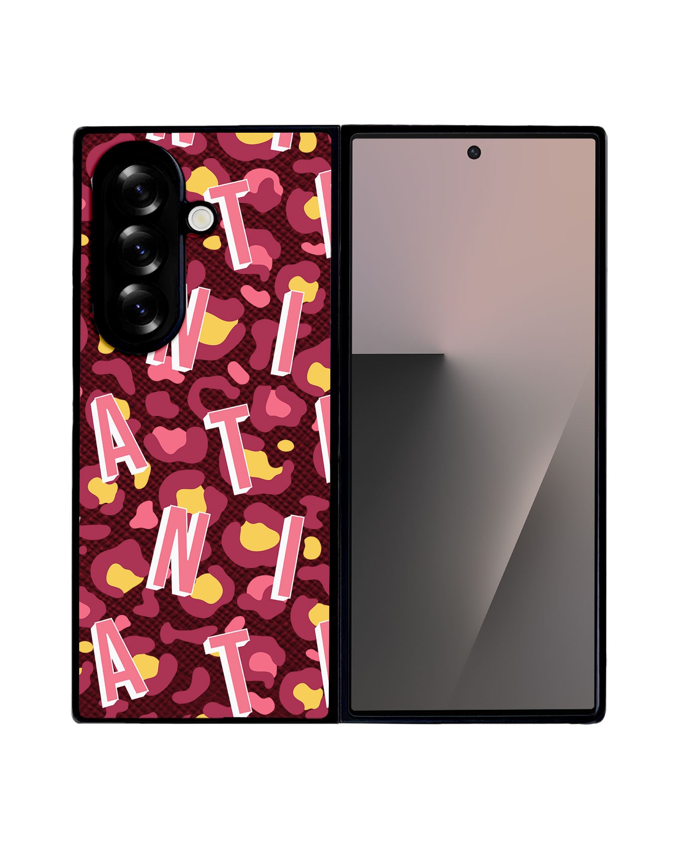Android Flip / Fold Leather Grip - CUSTOM MONOGRAM 3.0 Leopard Monogram 3.0