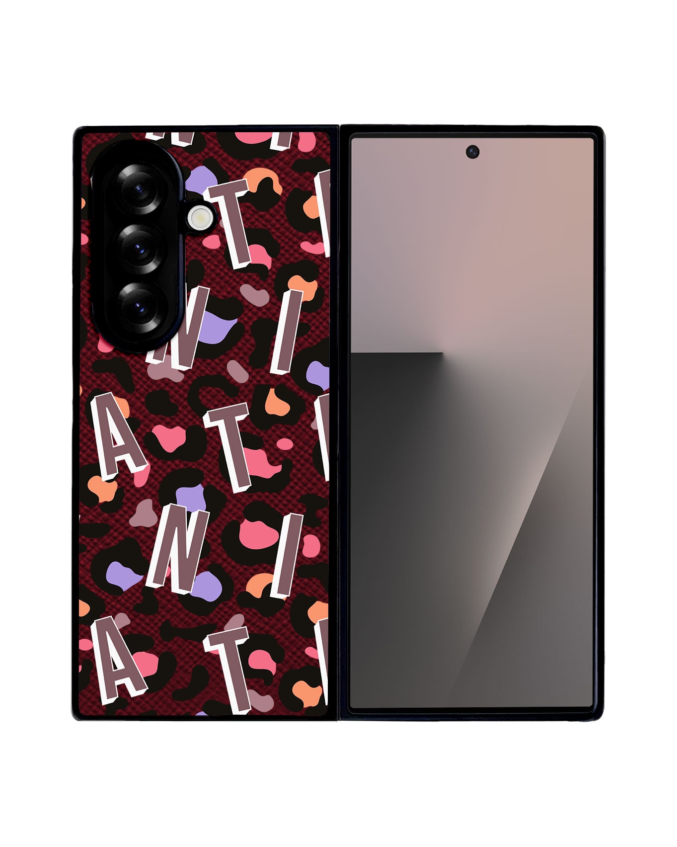 Android Flip / Fold Leather Grip - CUSTOM MONOGRAM 3.0 Leopard Monogram 5.0