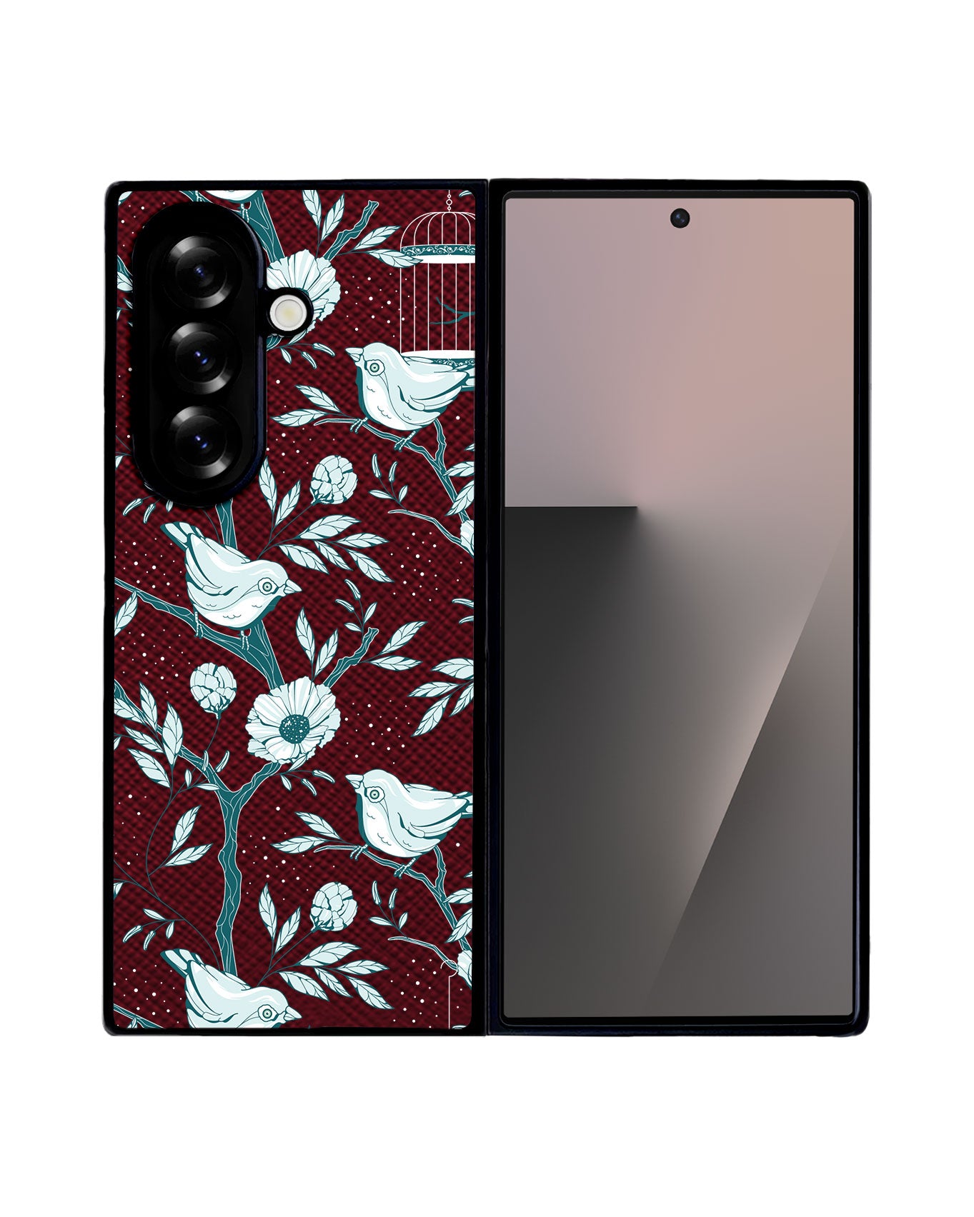 Android Flip / Fold Leather Grip - Lovebird Monochrome 6.0