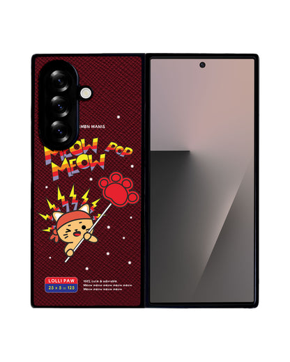 Android Flip / Fold Leather Grip - Meow Pop 1.0