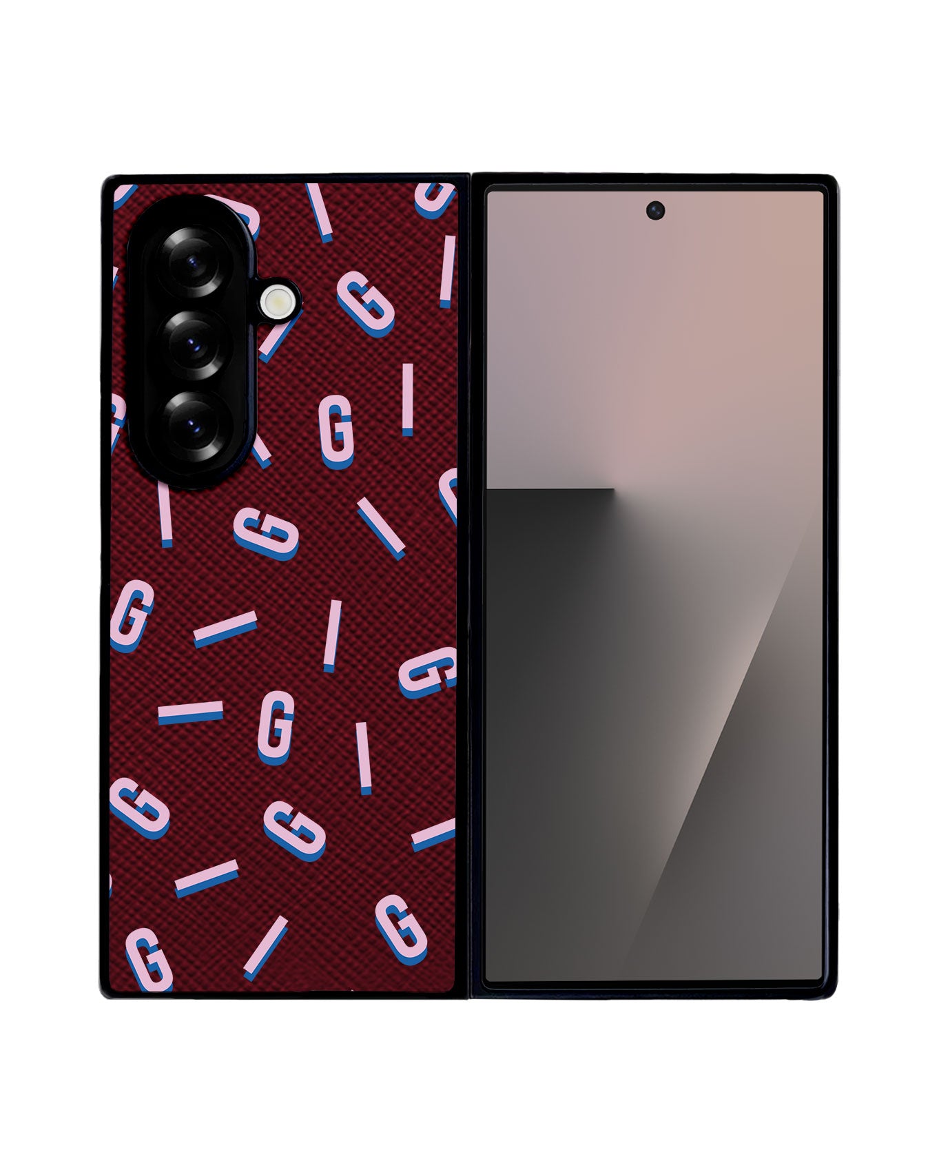 Android Flip / Fold Leather Grip - CUSTOM MONOGRAM 1.0 Cotton Candy