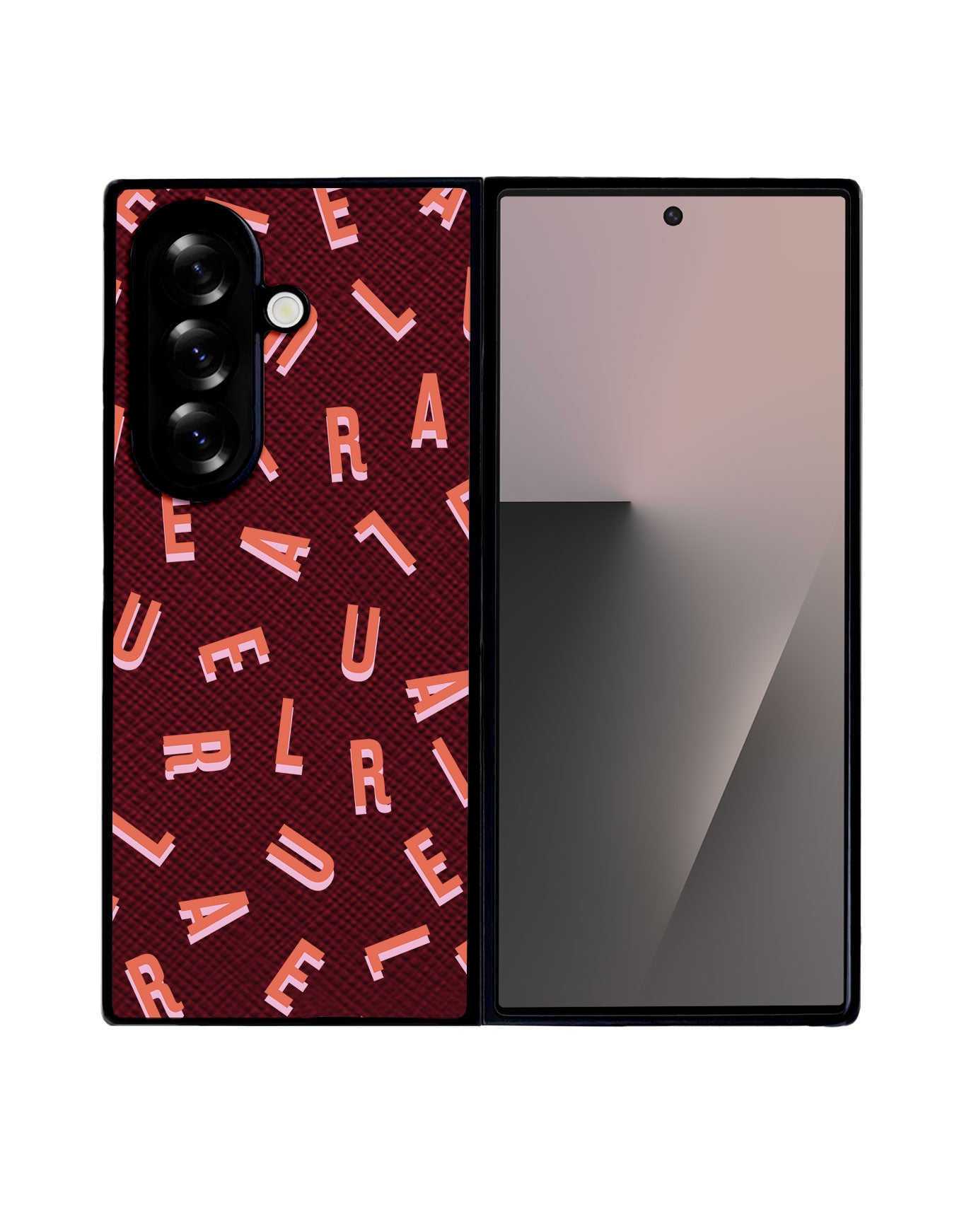 Android Flip / Fold Leather Grip - CUSTOM MONOGRAM 1.0 Coral