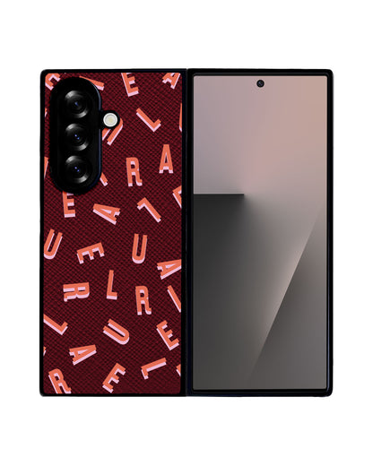 Android Flip / Fold Leather Grip - CUSTOM MONOGRAM 1.0 Coral