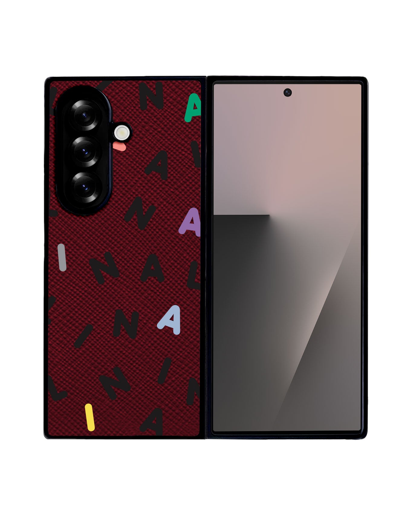 Android Flip / Fold Leather Grip - CUSTOM MONOGRAM 2.0 Black