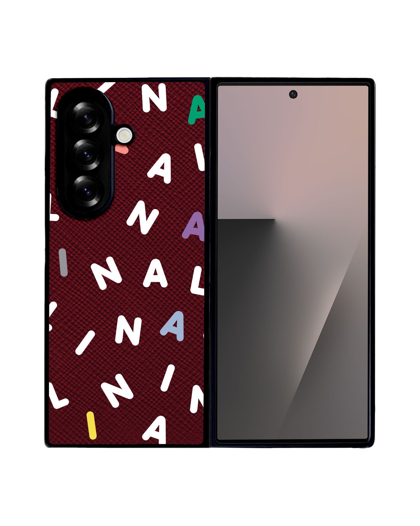 Android Flip / Fold Leather Grip - CUSTOM MONOGRAM 2.0 White