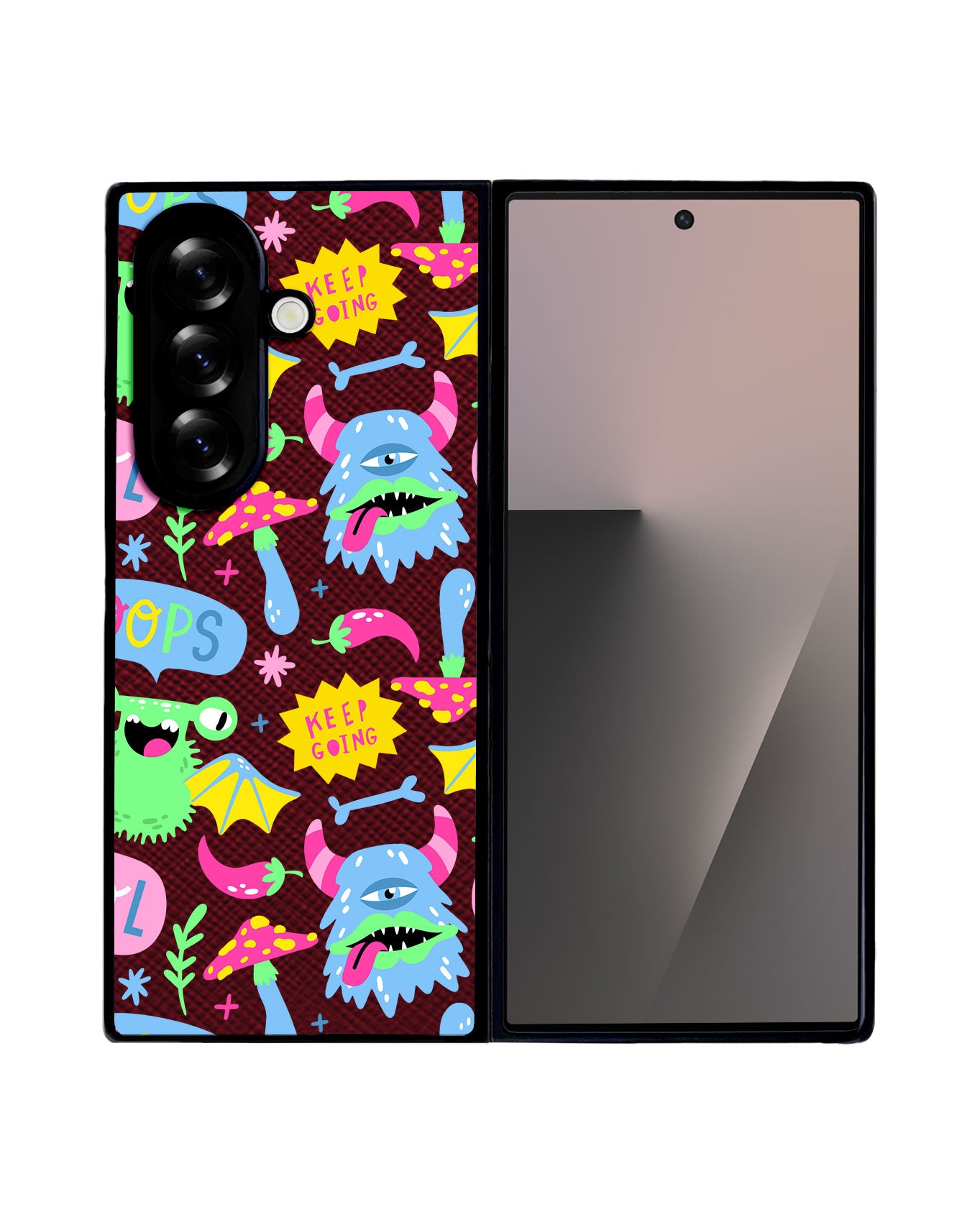 Android Flip / Fold Leather Grip - Monster Say Keep Going