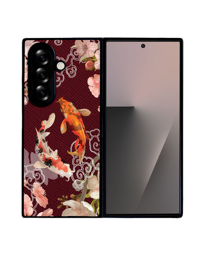 Android Flip / Fold Leather Grip - Oil Painting Koi