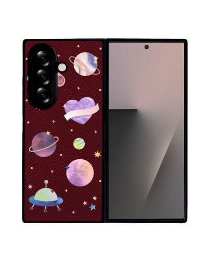 Android Flip / Fold Leather Grip - Pink Planet