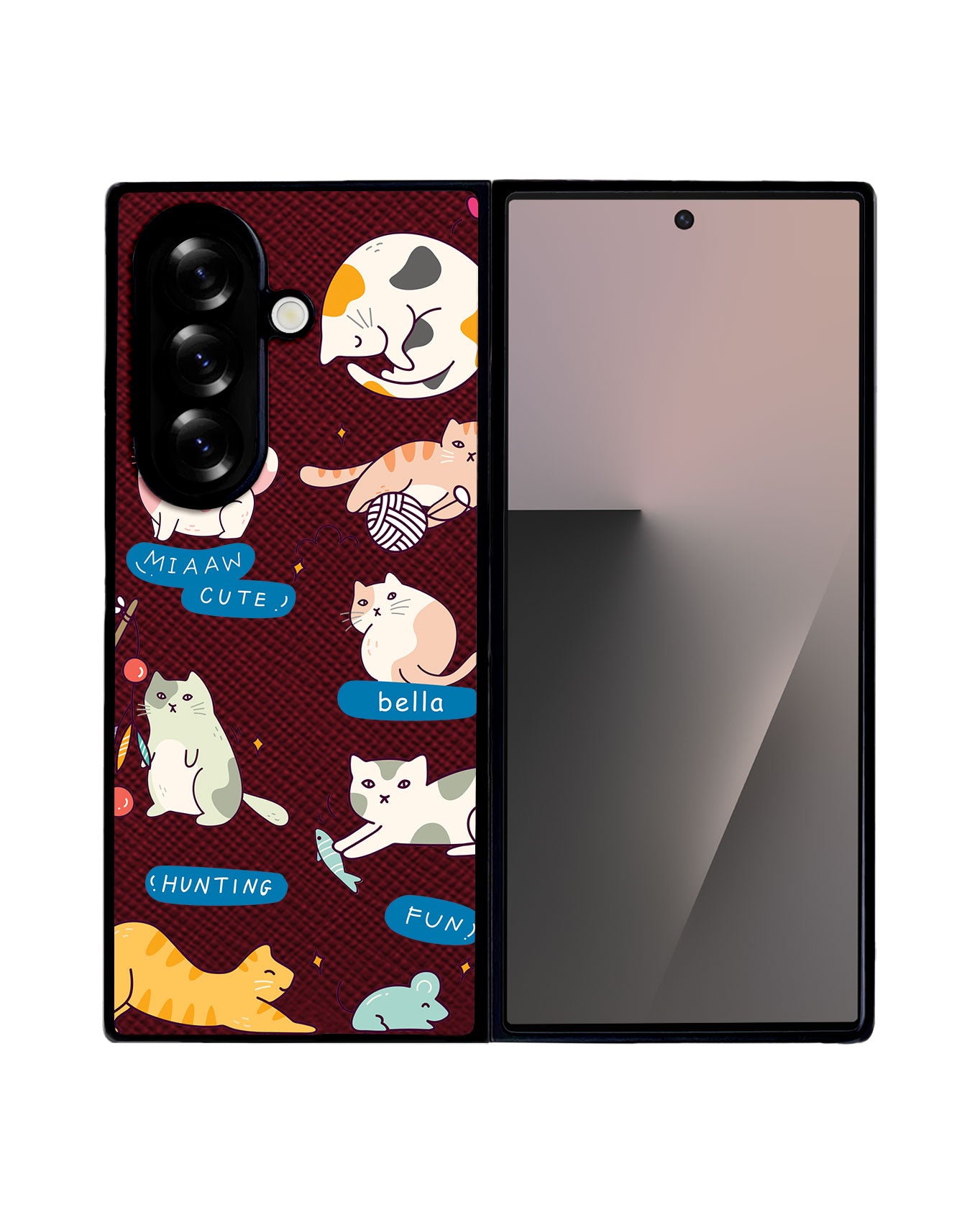 Android Flip / Fold Leather Grip - Playful Cat 2.0
