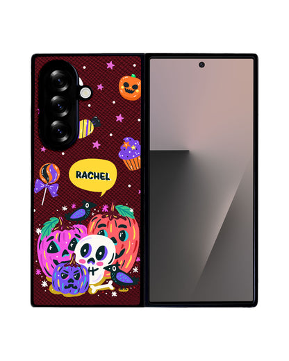 Android Flip / Fold Leather Grip - Pumpkins Monster