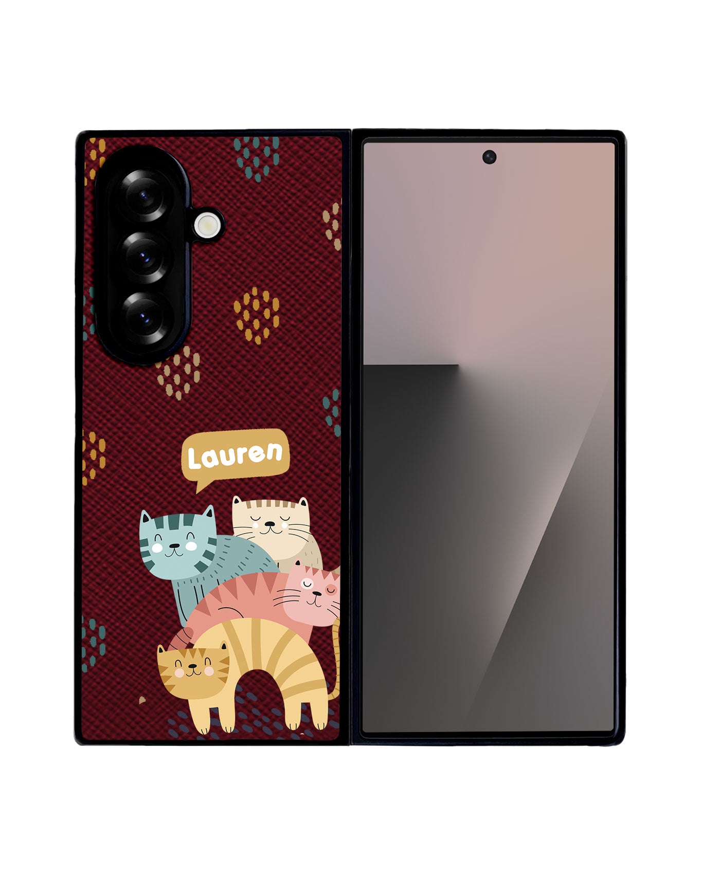 Android Flip / Fold Leather Grip - Rainbow Meow 2.0